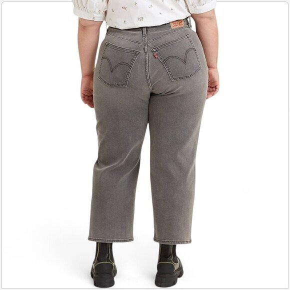 Levi's Grey Ribcage Straight Ankle Denim Stretch Jeans NWT NEW Plus 20W M - Picture 3 of 7